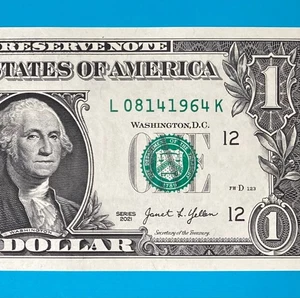 August 14, 1964 (L 08141964 K) BIRTHDAY Note $1 One Dollar Bill *UNC* - Picture 1 of 4