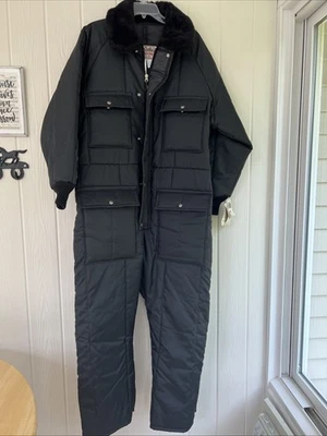 WALLS Vintage Blizzard Black Snowmobile Ski Suit 1 Piece Size XL Zip & Snap NEW - Image 1 of 4