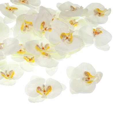 3.9" Artificiale Orchidea Fiore Teste,40pz per Floreale Decorazione,Bianco Foto 1 de 4