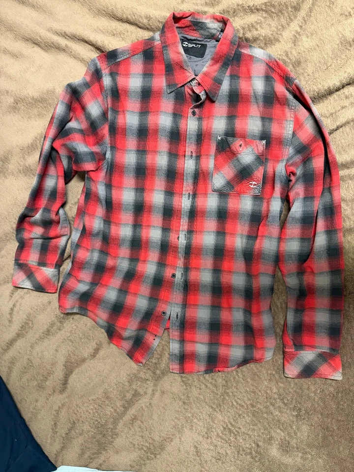 Split Co. California Mens XL Black/Gray /ReFlannel Check Button Down *Runs Small - Image 1 of 1