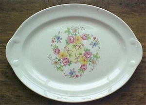 Taylor Smith Taylor Platter Oval Old Fashioned Cabbage Roses TST 379 Mid Century - Picture 1 of 3