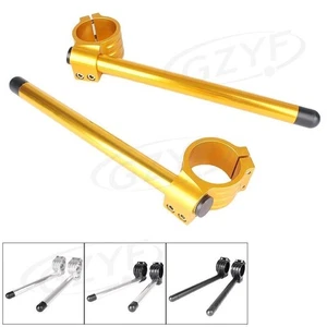Motorrad 7/8 "Lenker Stummellenker 52mm Gabelrohr für Cafe Racer Universal Gold - Picture 1 of 3