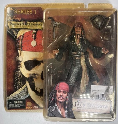 NECA Piratas Caribe Capitán Jack Sparrow Serie 1 Nuevo Sellado Plástico Amarillento Foto 1 de 2