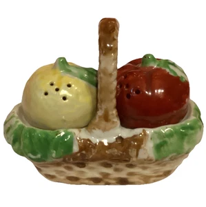 MANZANAS JAPÓN OCUPADAS EN CESTA SALERO Y PIMENTERO SOPORTE 3 PIEZAS 1945-52 - Imagen 1 de 7