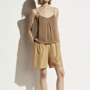 NWT Vince Brown Satin Pleat Front Cami Top - Picture 1 of 8