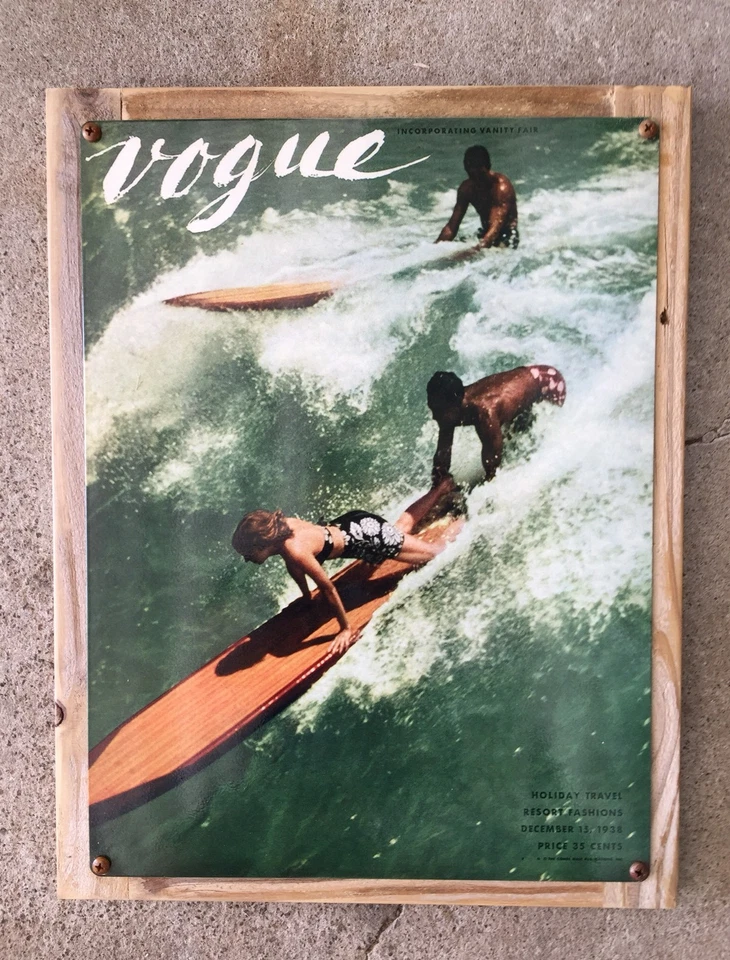 Vogue Magazine Vintage Photograph Cover California Surfer Girl Surfboard Framed  - Image 1 of 1