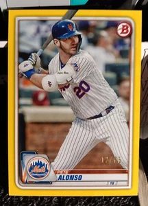 2020 Bowman Pete Alonso /75 Yellow Parallel New York Mets Baseball Card  - Picture 1 of 2