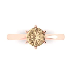 1 cttw Solitär gelber Moissanit Verlobungsring - 14K massiv Gold (Roségold) - Bild 1 von 11