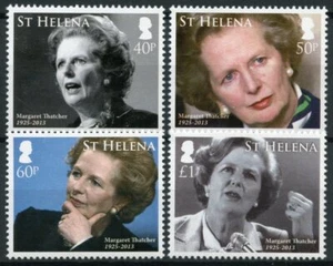 Juego de 4 estampillas de personajes famosos de Santa Elena 2013 MNH Margaret Thatcher políticos - Imagen 1 de 1
