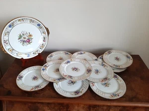 Service à dessert en porcelaine de Limoges décor peint à la main en parfait état - Picture 1 of 17
