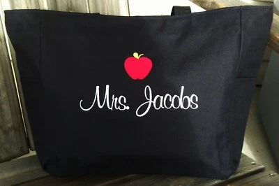 Bolso de mano personalizado para maestros Semana de agradecimiento al maestro Monogram Tote Bag Zipper Foto 1 de 4