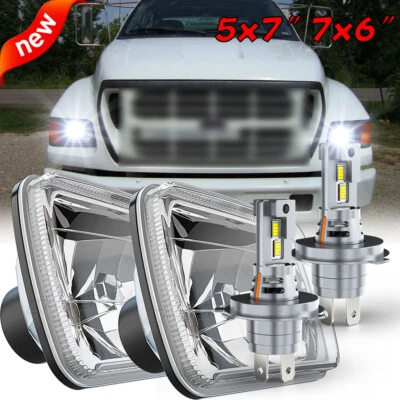 Par de faros LED 5x7" 7x6" haz alto/bajo DRL para Ford F650 F750 2000-2014 Foto 1 de 4