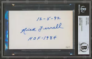 Red Sox Rick Ferrell 12-5-92 HOF - 1984 Authentic Signed 3x5 Index Card BAS Slab - Picture 1 of 2