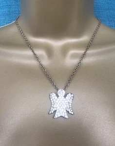 Angel Necklace Signed JBD Sparkly Bling Statement Guardian Angel In Red Gift Bag - Picture 1 of 15