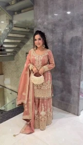 VESTIDO DE FIESTA INDIO PAQUISTANÍ BOLLYWOOD SALWAR KAMEEZ LISTO PARA USAR TRAJE BODA - Imagen 1 de 6