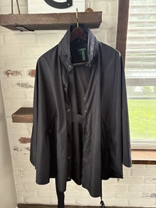 LAUREN Ralph Lauren Women’s Jacket Rain Cape Black Pockets Belt NWT Retired S/M - Picture 1 of 15