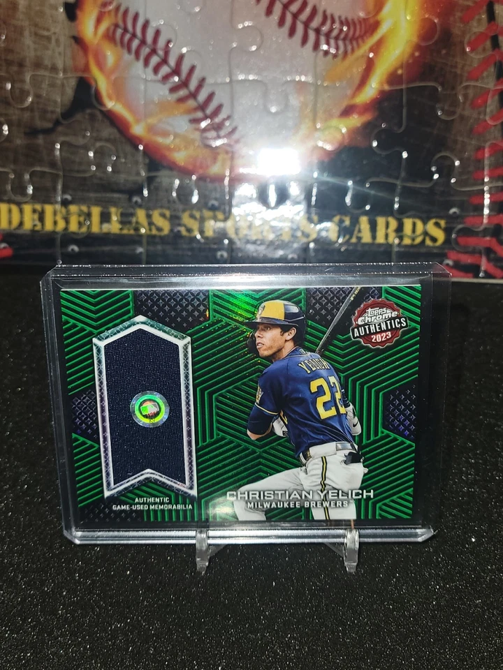 Christian Yelich, 2023 Topps Chrome Authentic Relic, Green  /99 TCA-CY  - Image 1 of 2