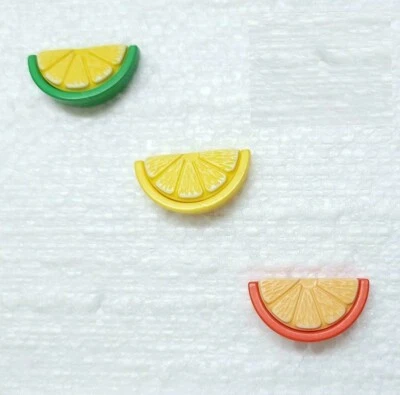 JHB Citrus Fruit Slice Button 20mm Shank Lemon Lime Orange Wedge Sewing Crafts - Image 1 of 4