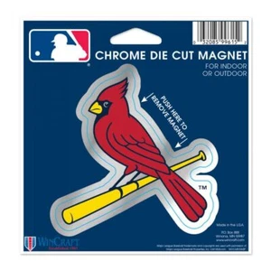 ST. LOUIS CARDINALS CHROME DIE-CUT LOGO MAGNET 4" INDOOR OUTDOOR MLB LICENSED - Picture 1 of 1