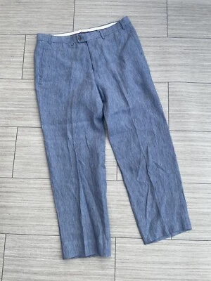 Hiltl Chinos / Casual Pants Size 36x28 US Dayne In Blue Melange 100% Linen EUC - Image 1 of 4