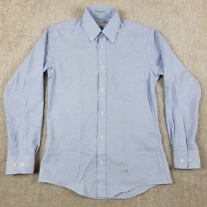 Vintage Enro Shirt Mens S 15 Blue Oxford Long Sleeve Natural Blend 70s USA - Picture 1 of 12