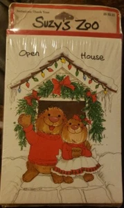 Vintage SUZY'S ZOO Christmas Holiday Open House Cards Invitations Set Of 10 - Picture 1 of 2