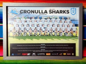 Framed 2019 CRONULLA SHARKS NRL Poster - 45cm x 32cm x 3cm - Picture 1 of 2