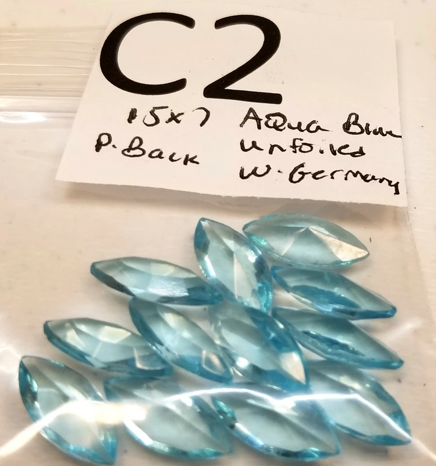 Vtg Navette 15x7mm West Germany Rhinestone Point Back Flat Jewelry Repair 5015 - Image 1 of 1