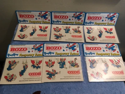 6 PAQUETES NUEVOS DE COLECCIÓN 1994 BOZO EL PAYASO TATUAJES TEMPORALES LOS OBTIENES TODOS Foto 1 de 4