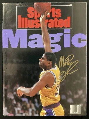 Magic Johnson Signed Sports Illustrated 11/18/91 No Label LA Lakers HOF Auto JSA - Image 1 of 4