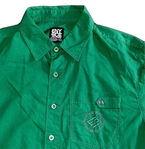VTG Enyce Mens Large Shirt Y2K Green Hip-Hop Button Embroidered Metal Logo - Picture 1 of 10