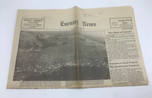 WOODSTOCK Evening News-Monticello NY-August 21 1969-LOCAL NEWSPAPER RARE - Picture 1 of 7