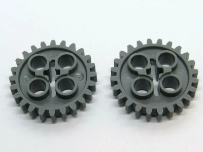LEGO x2 Technic Gear 24 Tooth, 2nd Version, 1 Axle Hole 3648 Dark Blu Grey *NEW* - Image 1 of 2