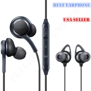 Black Braided Wired Earphones Headset Hands free For Samsung Galaxy S9 S8 Note 8 - Picture 1 of 7