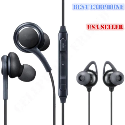 Black Braided Wired Earphones Headset Hands free For Samsung Galaxy S9 S8 Note 8 - Image 1 of 4