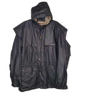 Driza-Bone Black Bushman Waterproof Lined Field Coat Hooded Oilskin Cotton 2XL 8 - Picture 1 of 19