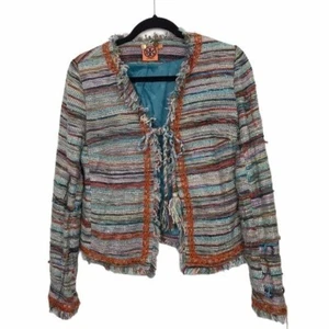 Tory Burch Abageil Yarn Knit Textured Tweed Jacket $495 Size 4 - Bild 1 von 12