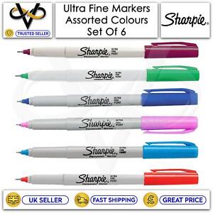 Sharpie Ultra Fine Liner Marker Pens Set of 6 Assorted Colours High Quality