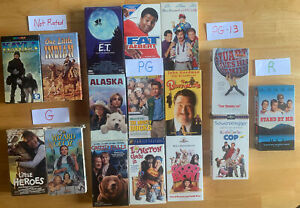 Lot of 16 VHS Movies 80s + 90s Kids Movies, Rated G, PG Kindergarten Cop, ET, ++