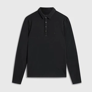 John Varvatos Marty Burnout Polo L/S Organic Cotton Peace Sign Black Medium $168 - Picture 1 of 7