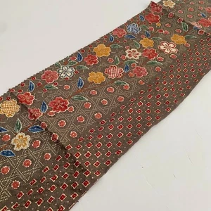 Bronze Brown #E 6.5x35 Vintage Hand Painted Hand Dyed Kimono Silk Fabric RU14 - Picture 1 of 6