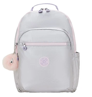 Металлический рюкзак для ноутбука Kipling Seoul большой 15 дюймов 54 М серебристый светящийся Met 🌟🔥School - Изображение 1 из 3