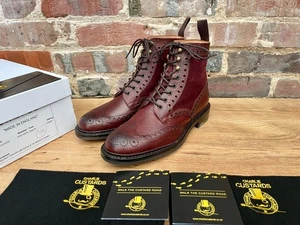 Joseph Cheaney para Charlie Custards Botas Brogue 9 F Borgoña Glastonbury Tweed - Imagen 1 de 15