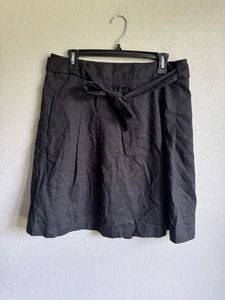 Banana Republic Women's Size 12 Black Linen Blend Front Slit Lined Midi Skirt - Picture 1 of 7