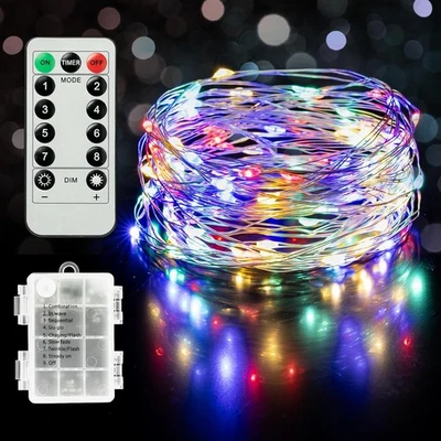 TWINKLE STAR Christmas Car Multicolor Lights 33Ft 100 LED Battery Operated Remote Control St