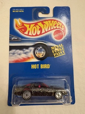 💥Vintage 1991 Tarjeta Azul Hot Wheels 🔥”HOT BIRD” Pintura Negra Metálica Rosa Int. Foto 1 de 2
