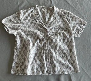 Top blusa Anokhi cotone indiano stampa blocco floreale XL beige bianco - Foto 1 di 7