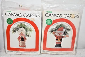 2 Vintage Canvas Capers Mrs Claus Santa Christmas Ornament Kit Dick Martin Lot - Picture 1 of 9