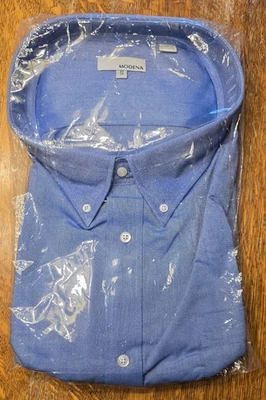 NWT Modena Blue LS Dress Shirt Men's Size 24 Big Button Down - Image 1 of 4