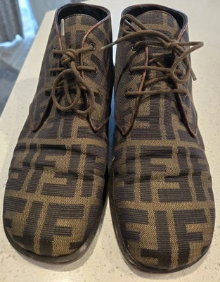 Fendi Zucca 图案系带靴女式 36 码正品日本二手 — 第 1/4 张图片